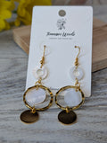 Shell & Gold Hoop Drop Earrings