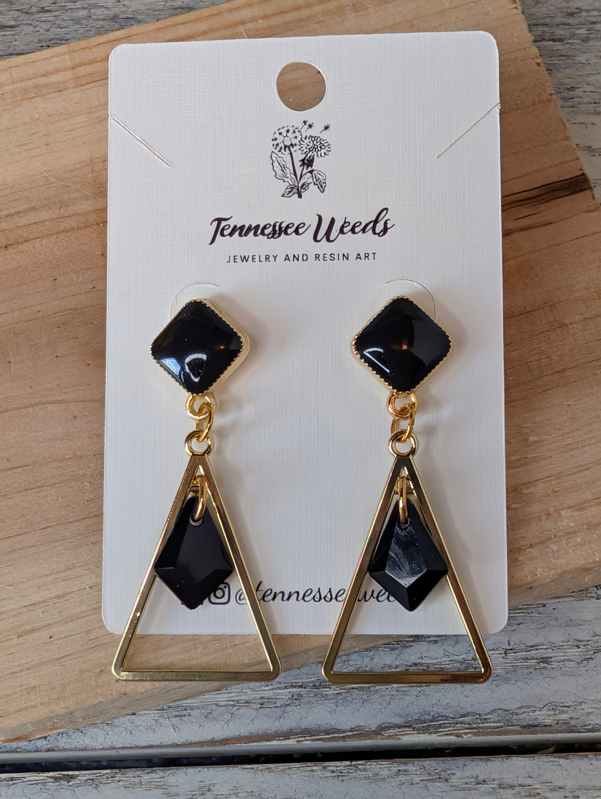 Black and Gold Triangle Dangle