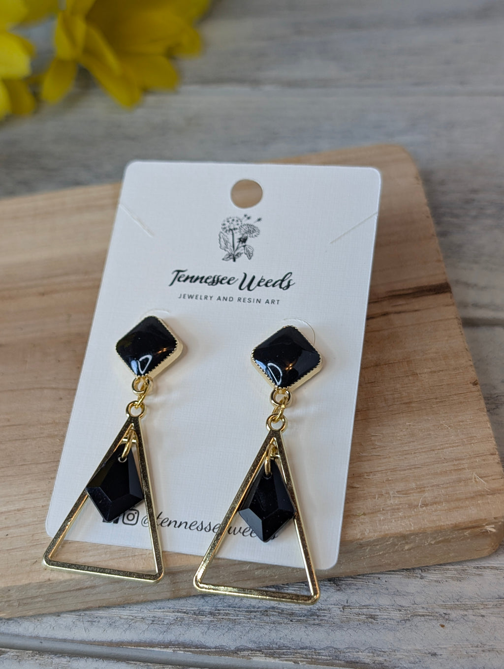 Black and Gold Triangle Dangle