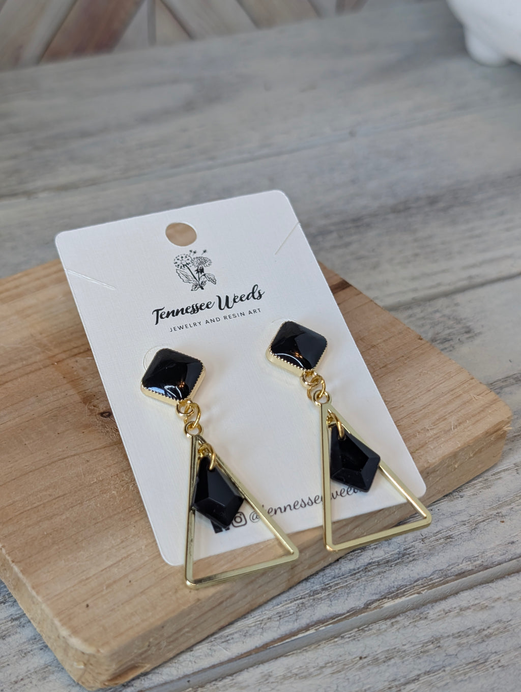 Black and Gold Triangle Dangle
